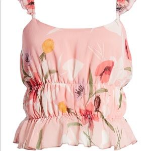 Floral Ruffle Crop Tank Top